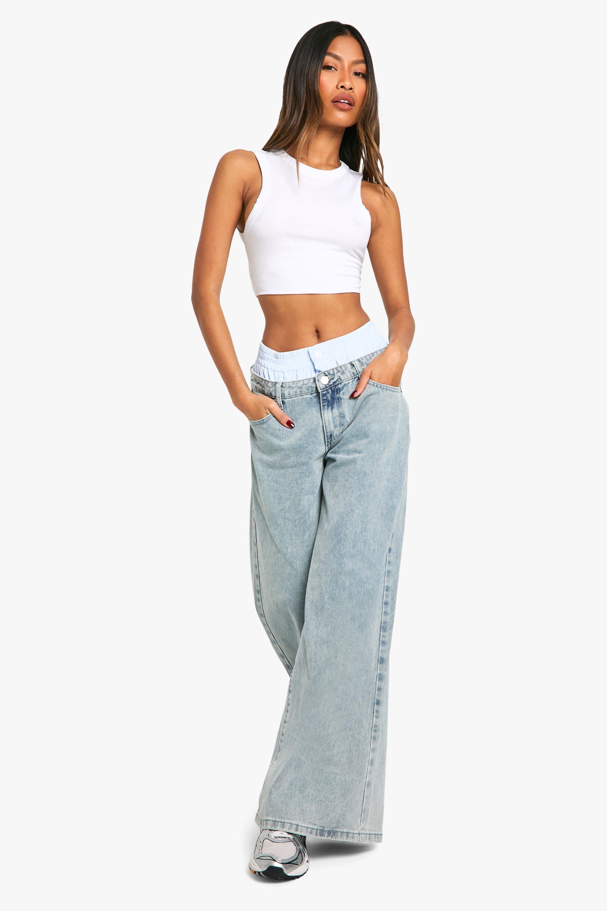 Contrast Waistband Boxer Detail Jean | boohoo
